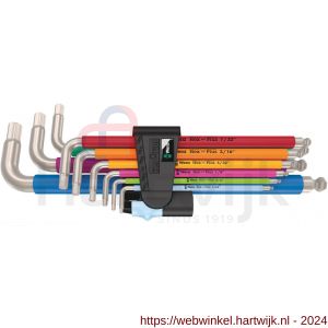 Wera 3950/9 Hex-Plus Multicolour Imperial 1 stiftsleutelset inch RVS 9 delig - H227403990 - afbeelding 1