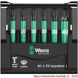 Wera Bit-Check 6 TX Impaktor 1 bit set 6 delig - H227401780 - afbeelding 2