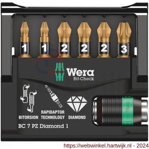 Wera Bit-Check 7 PZ Diamond 1 bit set Pozidriv 7 delig - H227401684 - afbeelding 2