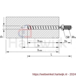 Heco Multi-Monti-Plus ST schroefstokanker 7,5x60 mm met metrisch buitendraad SW 10 zeskantkop verzinkt blauw A2K 50 stuks VARIANTA verpakking - H50802119 - afbeelding 3