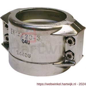 Baggerman RVS klemschaal 100x8 mm roestvrijstaal 1.4408 klembereik 114-119 mm compleet met bouten en moeren - H50051769 - afbeelding 1