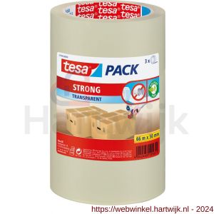 Tesa 57799 Tesapack Strong verpakkingstape transparant 66 m x 50 mm 3 rollen - H11650606 - afbeelding 1