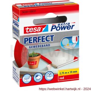 Tesa 56341 Extra Power Perfect textieltape rood 2,75 m x 19 mm - H11650608 - afbeelding 1