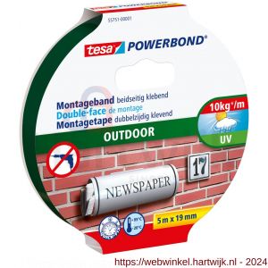 Tesa 55751 Powerbond Outdoor montagetape 5 m x 19 mm - H11650422 - afbeelding 1