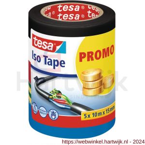 Tesa 56205 isolatietape zwart, wit, rood, groen-geel en blauw 10 m x 15 mm 5 stuks - H11650496 - afbeelding 1