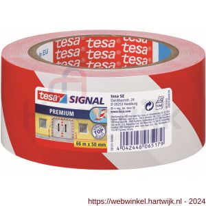 Tesa 58131 Premium waarschuwingstape rood-wit 66 m x 50 mm - H11650574 - afbeelding 1