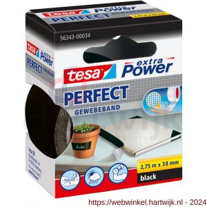 Tesa 56343 Extra Power Perfect textieltape zwart 2,75 m x 38 mm - H11650439 - afbeelding 1