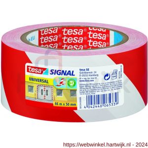 Tesa 58134 Universal waarschuwingstape rood-wit 66 m x 50 mm - H11650578 - afbeelding 1
