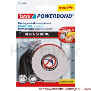Tesa 55791 Powerbond Ultra Strong montagetape 1,5 m x 19 mm - H11650448 - afbeelding 1