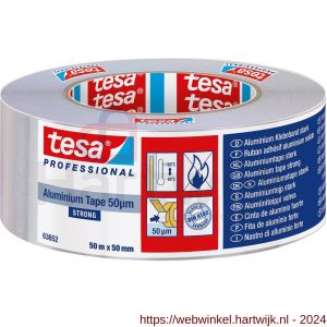 Tesa 63652 Tesaband 50 m x 50 mm aluminium aluminium tape Premium - H11650005 - afbeelding 1