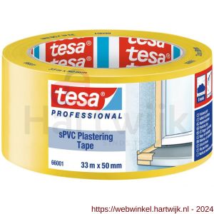 Tesa 66001 Plastering tape 33 m x 50 mm geel standaard bepleisteringstape - H11650006 - afbeelding 1