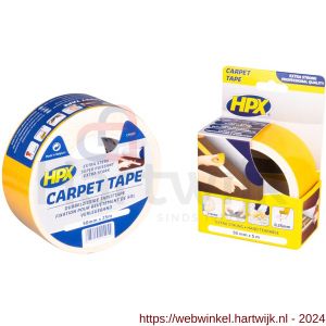 HPX dubbelzijdig tapijttape wit 50 mm x 5 m - H51700162 - afbeelding 2