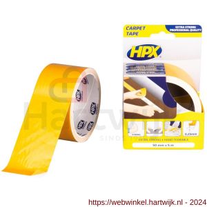 HPX dubbelzijdig tapijttape wit 50 mm x 5 m - H51700162 - afbeelding 1