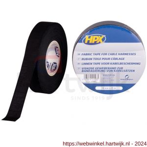 HPX linnen tape voor kabelbescherming zwart 19 mm x 25 m - H51700113 - afbeelding 1