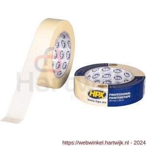 HPX Masking afplaktape 60 graden C crèmewit 30 mm x 50 m - H51700014 - afbeelding 1