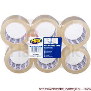 HPX verpakkingstape PP flatpack 6 rollen transparant 50 mm x 66 m - H51700266 - afbeelding 1