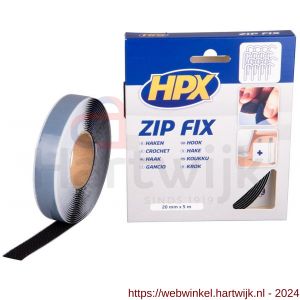HPX Zip Fix klittenband haak zwart 20 mm x 5 m - H51700117 - afbeelding 1