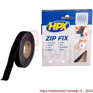 HPX Zip Fix klittenband lus zwart 20 mm x 5 m - H51700118 - afbeelding 1
