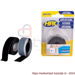 HPX Zip Fix klittenband haak en lus zwart 2 x 20 mm x 1 m - H51700122 - afbeelding 1