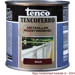 Tenco Ferro roestwerende ijzerverf metaallak dekkend 406 bruin 0,25 L blik - H40710176 - afbeelding 1