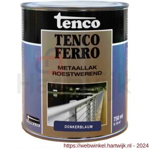Tenco Ferro roestwerende ijzerverf metaallak dekkend 412 donker blauw 0,75 L blik - H40710379 - afbeelding 1
