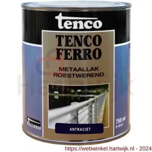 Tenco Ferro roestwerende ijzerverf metaallak dekkend 414 antraciet 0,75 L blik - H40710377 - afbeelding 1