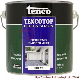 TencoTop Deur en Kozijn houtbeschermingsbeits dekkend zijdeglans RAL 9010 wit 2,5 L blik - H40710262 - afbeelding 1