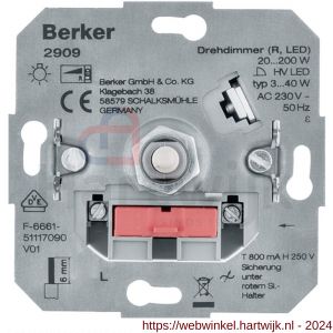 Berker dimmer element inbouw LED 3-40 W universeel draai-uit - H50401305 - afbeelding 1