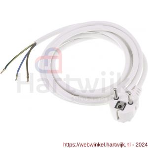 Exin aansluitsnoer randaarde 3x1 mm2 2,5 m vinyl kabel binnengebruik maximaal 2500 W wit - H50401073 - afbeelding 1