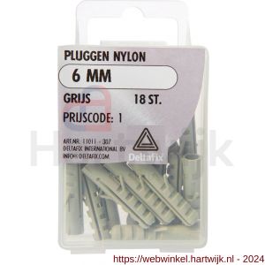 Deltafix nylon plug grijs 6 mm blister 18 stuks - H21901157 - afbeelding 1
