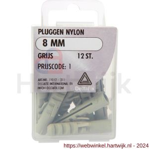 Deltafix nylon plug grijs 8 mm blister 12 stuks - H21901158 - afbeelding 1