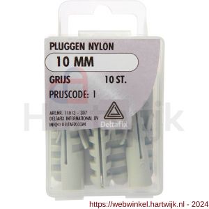 Deltafix nylon plug grijs 10 mm blister 10 stuks - H21901159 - afbeelding 1