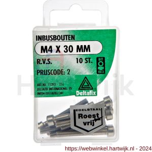 Deltafix inbusbout cilinderkop RVS A2 M4x30 mm DIN 912 blister 10 stuks - H21901472 - afbeelding 1