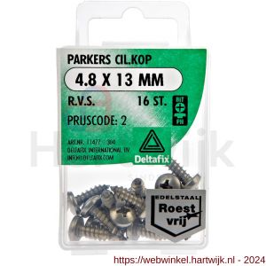 Deltafix parker cilinderkop Phillips PH RVS A2 4.8x13 mm DIN 7981C blister 16 stuks - H21901741 - afbeelding 1