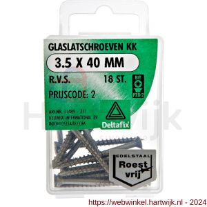 Deltafix glaslatschroef RVS A2 3.5x40 mm blister 18 stuks - H21901405 - afbeelding 1