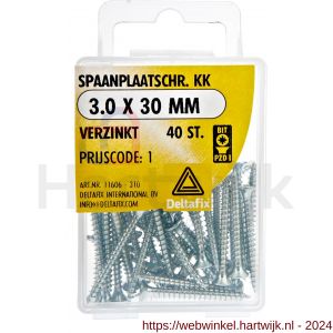 Deltafix spaanplaatschroef platkop kruiskop verzinkt 3.0x30 mm blister 40 stuks - H21902106 - afbeelding 1