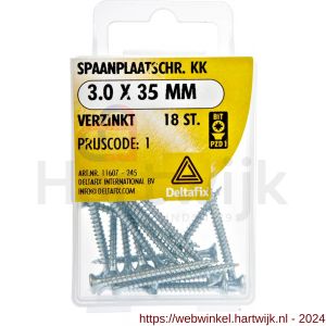 Deltafix spaanplaatschroef platkop kruiskop verzinkt 3.0x35 mm blister 18 stuks - H21902107 - afbeelding 1