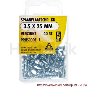 Deltafix spaanplaatschroef platkop kruiskop verzinkt 3.5x25 mm blister 40 stuks - H21902112 - afbeelding 1