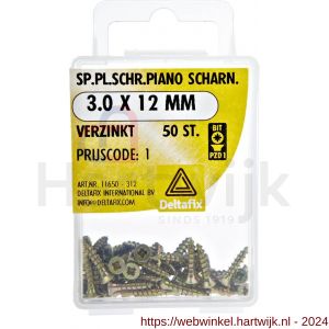 Deltafix spaanplaatschroef platkop kruiskop extra kleine kop verzinkt 3.0x12 mm blister 50 stuks - H21902095 - afbeelding 1