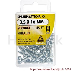 Deltafix spaanplaatschroef cilinderkop kruiskop verzinkt 3.5x16 mm blister 45 stuks - H21902049 - afbeelding 1