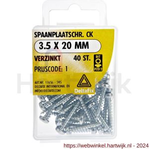 Deltafix spaanplaatschroef cilinderkop kruiskop verzinkt 3.5x20 mm blister 40 stuks - H21902051 - afbeelding 1