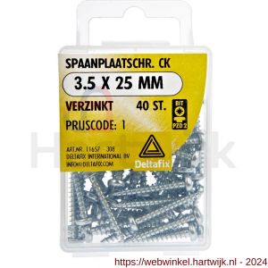 Deltafix spaanplaatschroef cilinderkop kruiskop verzinkt 3.5x25 mm blister 40 stuks - H21902054 - afbeelding 1