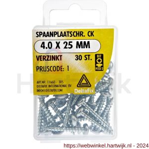 Deltafix spaanplaatschroef cilinderkop kruiskop verzinkt 4.0x25 mm blister 30 stuks - H21902063 - afbeelding 1