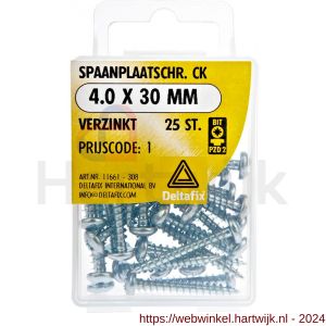 Deltafix spaanplaatschroef cilinderkop kruiskop verzinkt 4.0x30 mm blister 25 stuks - H21902066 - afbeelding 1