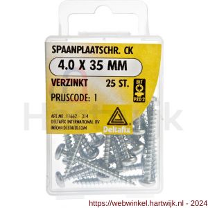 Deltafix spaanplaatschroef cilinderkop kruiskop verzinkt 4.0x35 mm blister 25 stuks - H21902069 - afbeelding 1