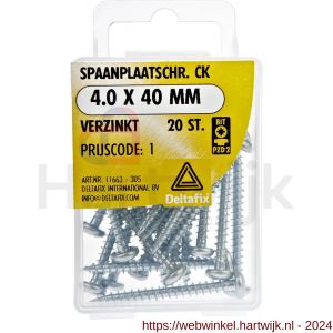 Deltafix spaanplaatschroef cilinderkop kruiskop verzinkt 4.0x40 mm blister 20 stuks - H21902071 - afbeelding 1