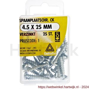 Deltafix spaanplaatschroef cilinderkop kruiskop verzinkt 4.5x25 mm blister 25 stuks - H21902079 - afbeelding 1