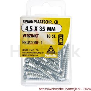 Deltafix spaanplaatschroef cilinderkop kruiskop verzinkt 4.5x35 mm blister 18 stuks - H21902082 - afbeelding 1