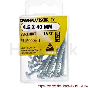 Deltafix spaanplaatschroef cilinderkop kruiskop verzinkt 4.5x40 mm blister 16 stuks - H21902083 - afbeelding 1