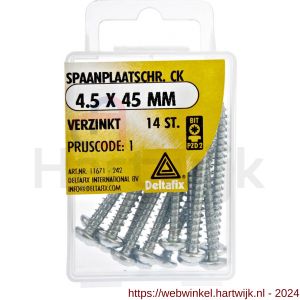 Deltafix spaanplaatschroef cilinderkop kruiskop verzinkt 4.5x45 mm blister 14 stuks - H21902086 - afbeelding 1